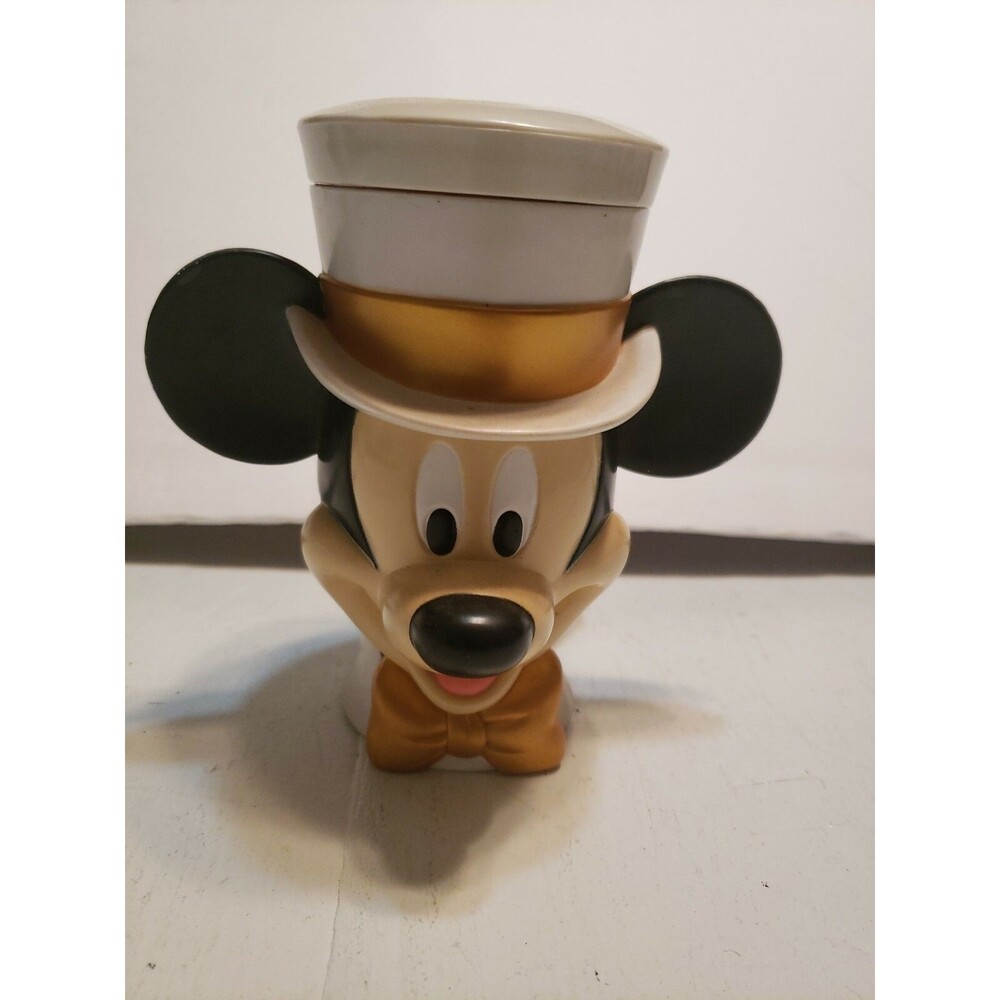 Disney on Ice Top Hat Mickey Mouse Cup/Mug With Flip Up Lid 6" Tall Vintage